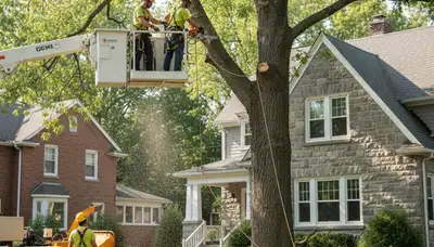 Tree service crew in Highland Park, IL providing professional tree care and removal services