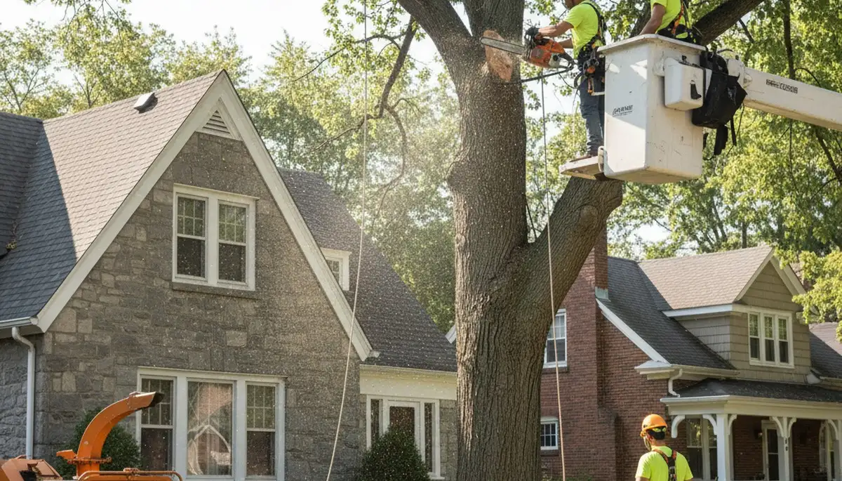 Tree service crew in Highland Park, IL providing professional tree care and removal services