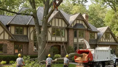 Tree service crew in Highland Park, IL providing professional tree trimming and removal services