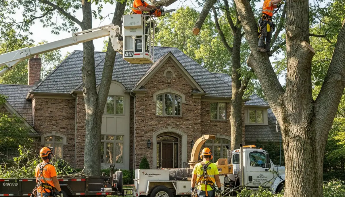 Tree service crew in Highland Park, IL providing professional tree care for local homeowners