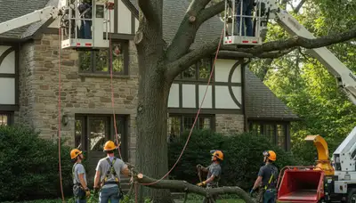 Tree service crew in Highland Park, IL providing professional tree care and removal services