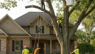 Tree service crew in Highland Park, IL providing professional tree trimming and removal services
