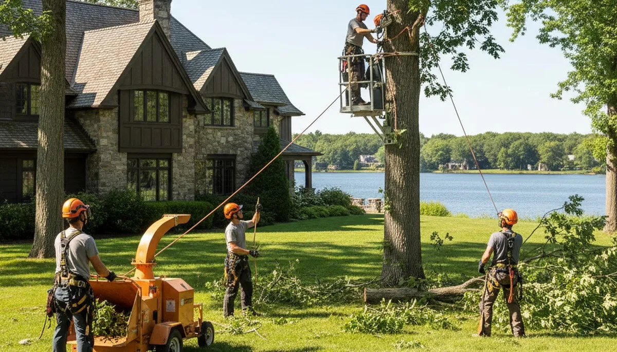 Tree service crew in Highland Park, IL providing expert tree trimming and removal for local properties