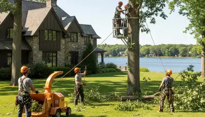 Tree service crew in Highland Park, IL providing expert tree trimming and removal for local properties
