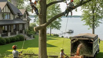 Tree service crew in Highland Park, IL performing professional tree care on a residential property