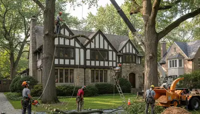 Tree service crew in Highland Park, IL providing professional tree trimming and removal