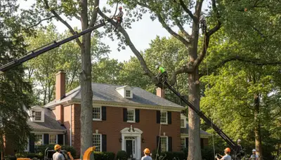 Tree service crew trimming and removing trees in Highland Park, IL