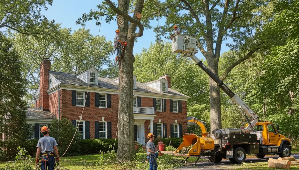 Tree service crew in Highland Park, IL trimming and removing trees for safe, professional property care