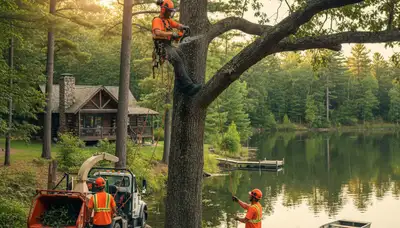 Tree service crew in Highland Park, IL performing professional tree care for a local property