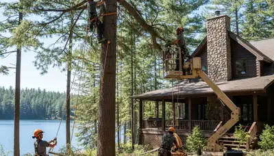 Tree service crew in Highland Park, IL providing professional tree trimming and removal services