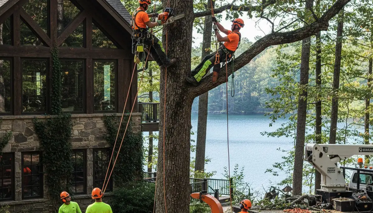 Tree service crew in Highland Park, IL providing professional tree care and removal services