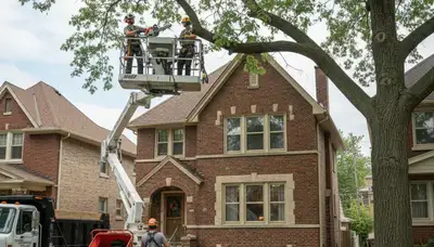 Tree service crew in Highland Park, IL providing professional tree care and removal services