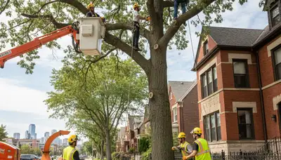 Tree service crew in Highland Park, IL providing professional tree care and removal services