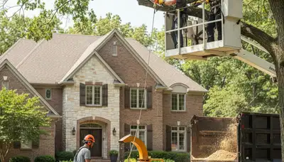 Tree service crew in Highland Park, IL performing professional tree care on a residential property