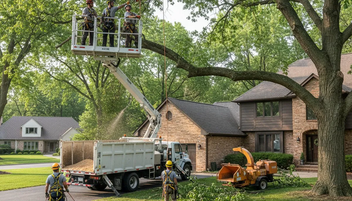 Tree service crew in Highland Park, IL providing professional tree care for local properties