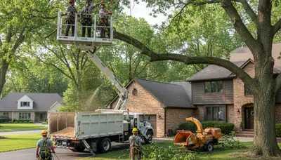 Tree service crew in Highland Park, IL providing professional tree care for local properties
