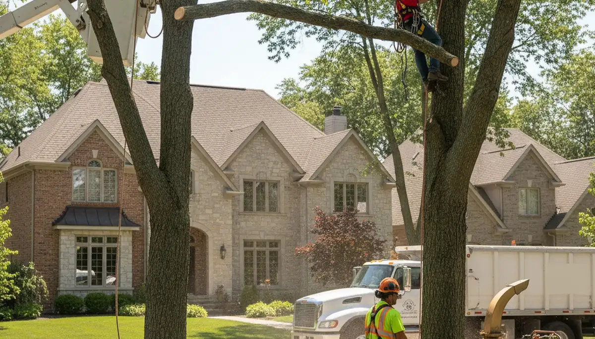 Tree service crew in Highland Park, IL handling professional tree care for local properties