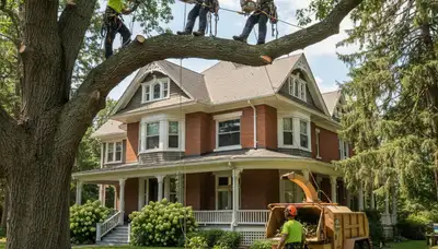 Tree service crew in Highland Park, IL providing professional tree care and removal services