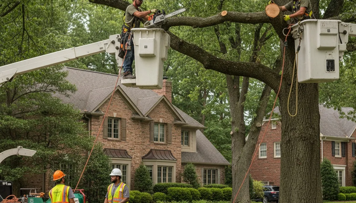 Tree service crew in Highland Park, IL handling professional tree care and removal onsite