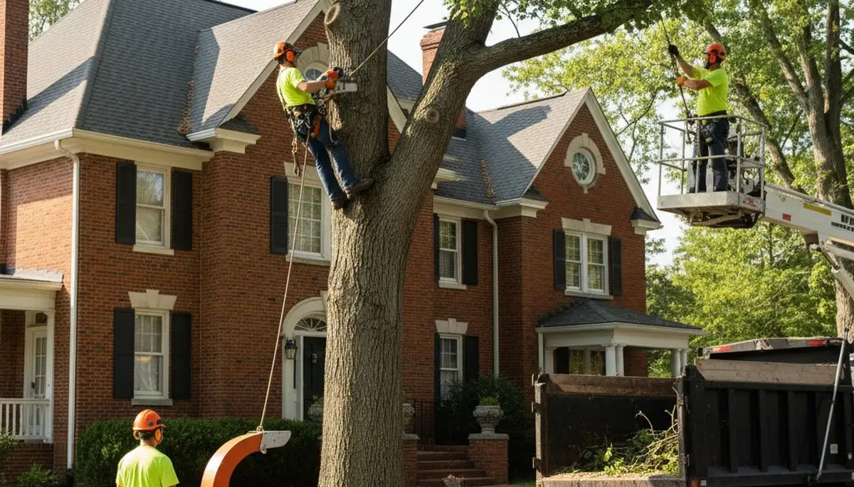 Tree service crew in Highland Park, IL providing professional tree care and removal services
